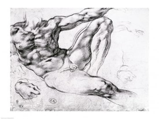 Study for the Creation of Adam Canvas Art - Michelangelo Buonarroti (36 x 24)