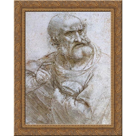 Study for the Last Supper 20x24 Gold Ornate Wood Framed Canvas Art by Da Vinci, Leonardo