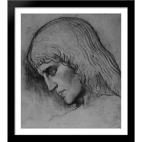 Study for the head of `Oedipus 28x32 Large Black Wood Framed Print Art by Gustave Moreau
