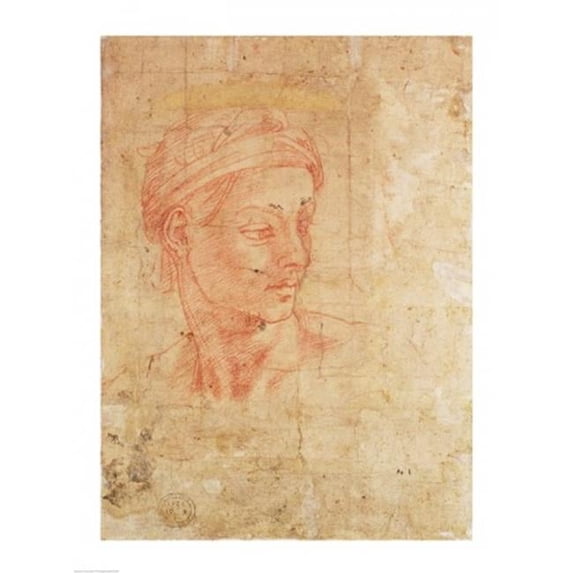 Study of A Head Poster Print by Michelangelo Buonarroti - 18 x 24 in.