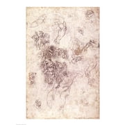Study of Figures for The Last Judgement with Artists Signature 1536-41 Print by Michelangelo Buonarroti - 18 x 24 in.