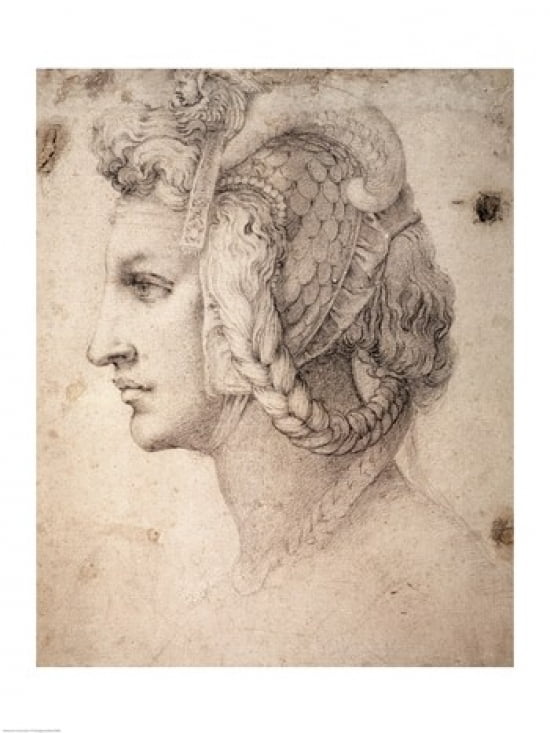Study of Head Canvas Art - Michelangelo Buonarroti (18 x 24)
