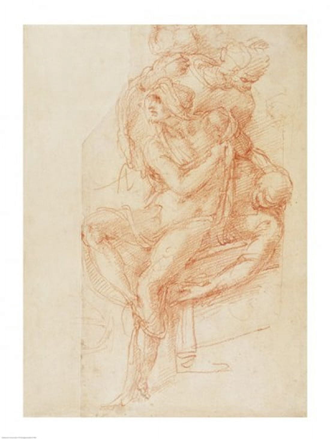 Study of Lazarus and two Attendant Figure Canvas Art - Michelangelo Buonarroti (18 x 24)