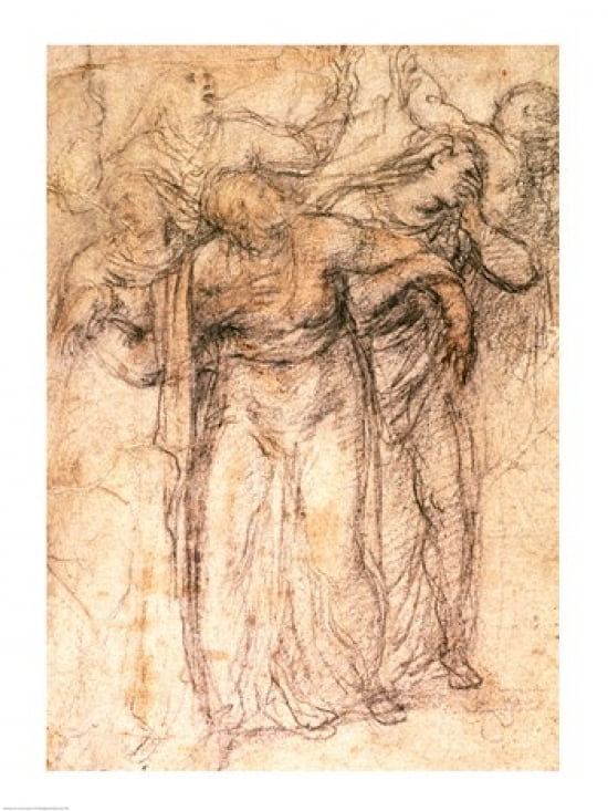Study of Mourning Women Canvas Art - Michelangelo Buonarroti (18 x 24)