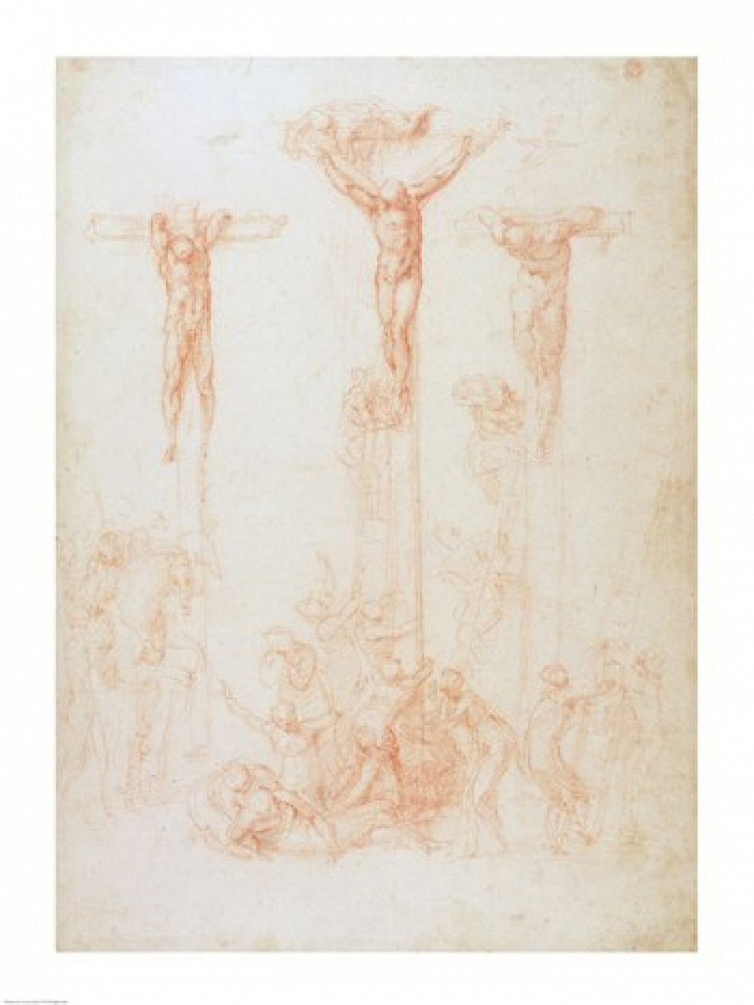 Study of Three Crosses Canvas Art - Michelangelo Buonarroti (18 x 24)