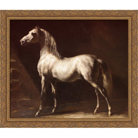 Study of a Dapple Grey 34x28 Large Gold Ornate Wood Framed Canvas Art by Theodore Gericault