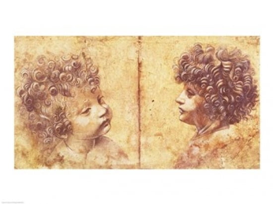 Study of a childs head Canvas Art - Leonardo Da Vinci (36 x 24)