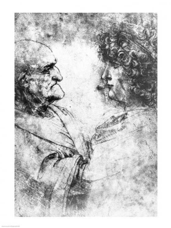Study of a nutcracker man and beautiful youth c1500 Canvas Art - Leonardo Da Vinci (18 x 24)