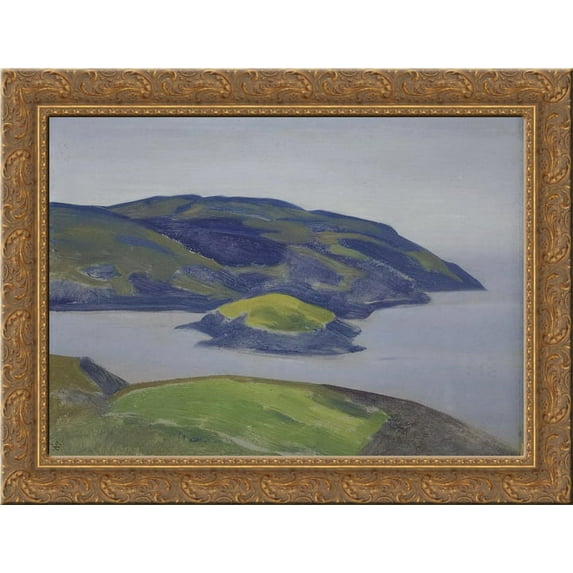 Study of a shore 24x18 Gold Ornate Wood Framed Canvas Art by Nicholas Roerich
