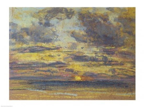 Study of the Sky with Setting Sun c1862-70 Canvas Art - Eugene louis Boudin (24 x 18)