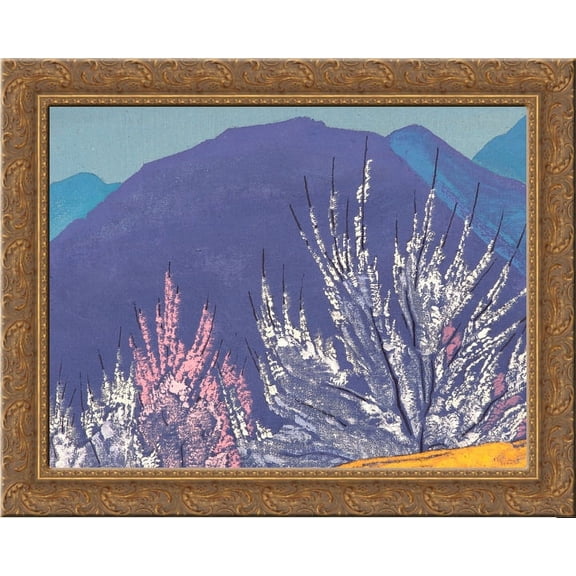 Study to Krishna 24x20 Gold Ornate Wood Framed Canvas Art by Nicholas Roerich