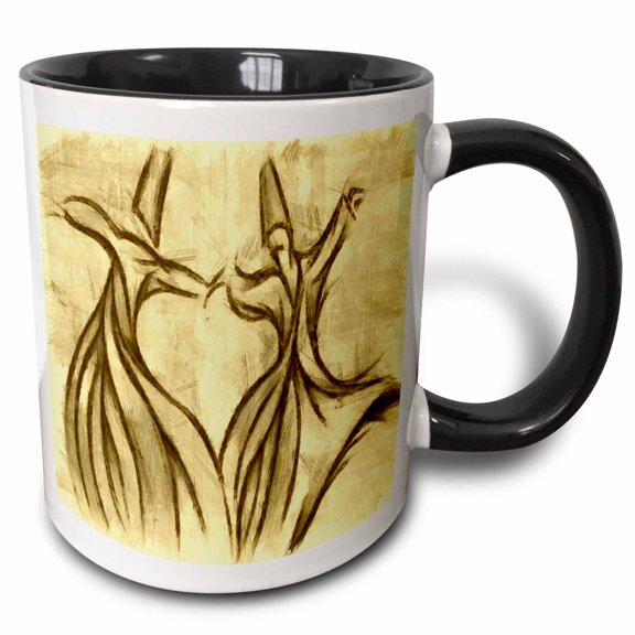 3drose, Studying the Sema Movement, 15oz Two-tone Black Mug