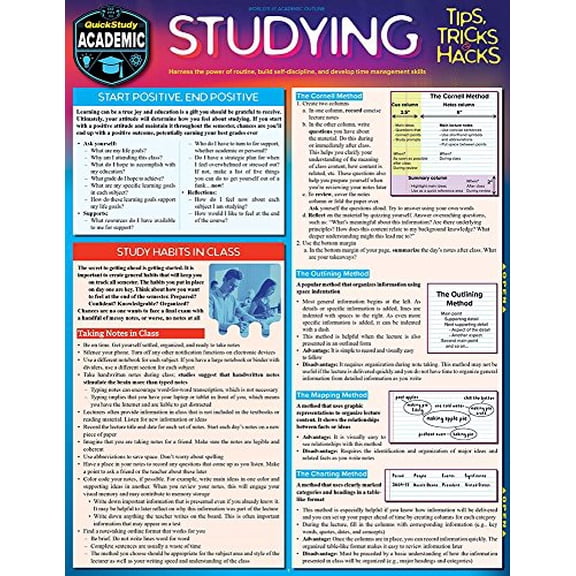 Pre-Owned Studying Tips, Tricks & Hacks: Quickstudy Laminated Reference Guide to Grade Boosting Techniques (Quickstudy Academic)