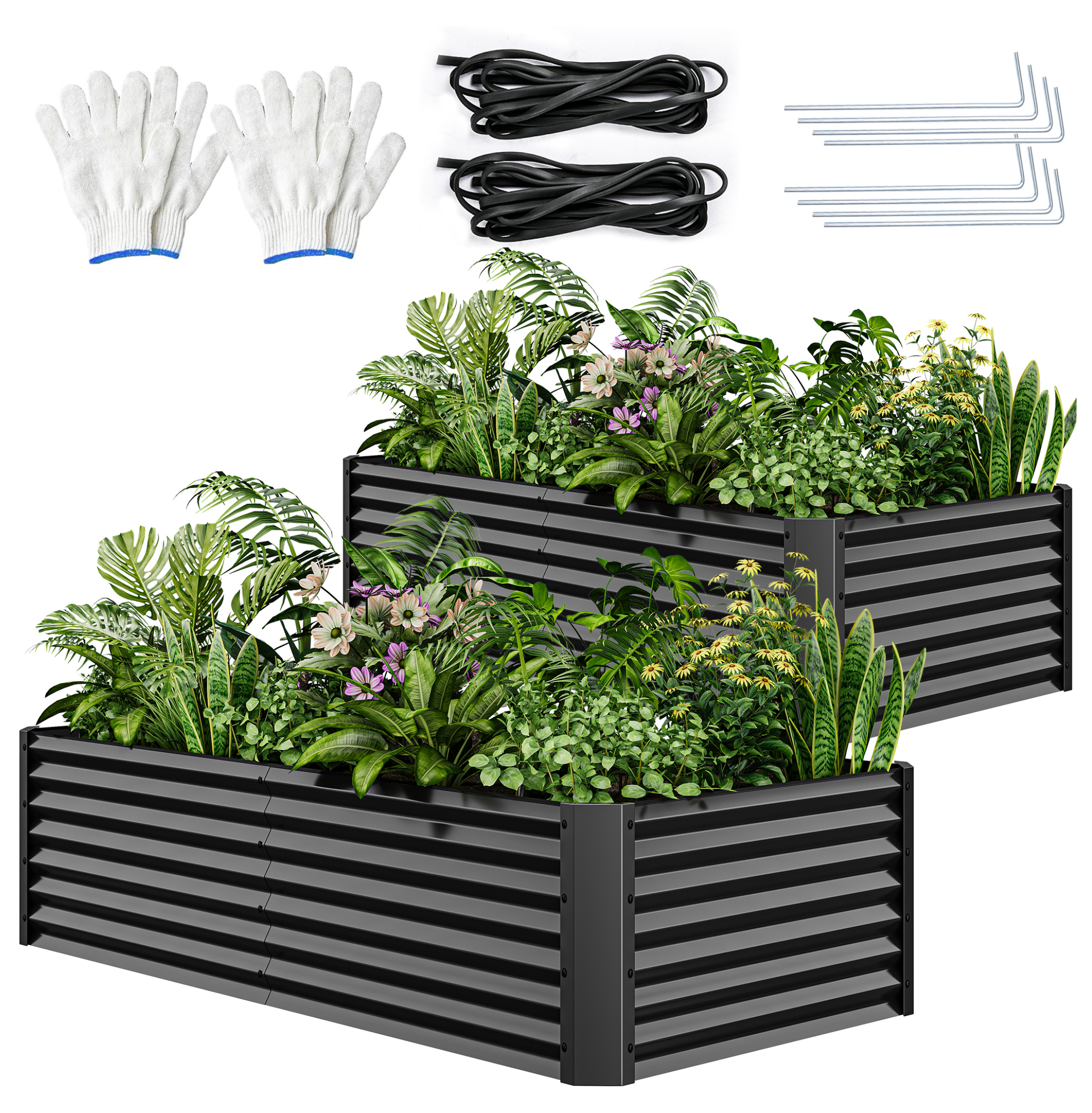 ‎Studyli Dark Gray Raised Garden Bed Kit Galvanized Raised Bed Outdoor