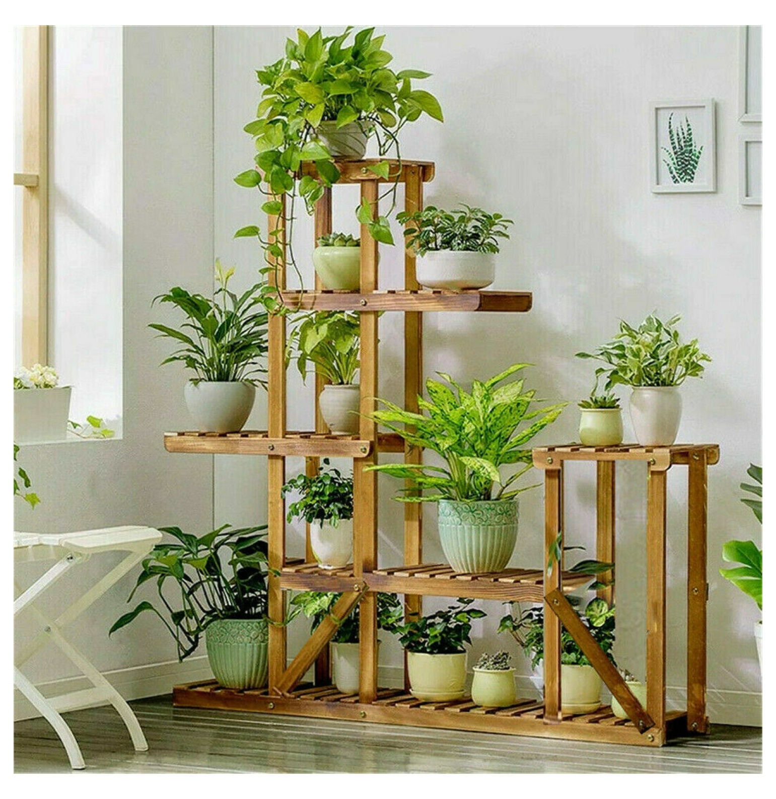‎Studyli Extra Large Wood Plant Stand Flower Steady Carbonized Rack ...