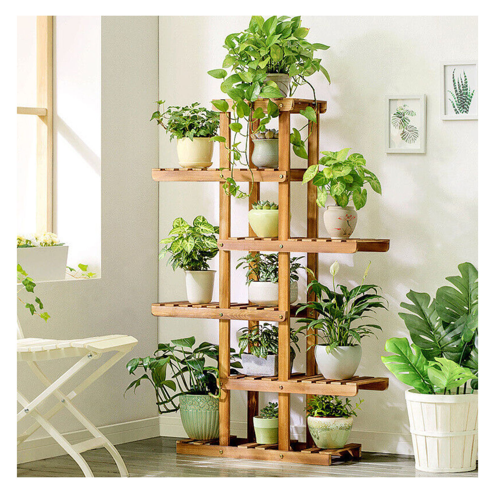 Large Wood Plant Stand Flower Pot Display Rack - Bed Bath & Beyond
