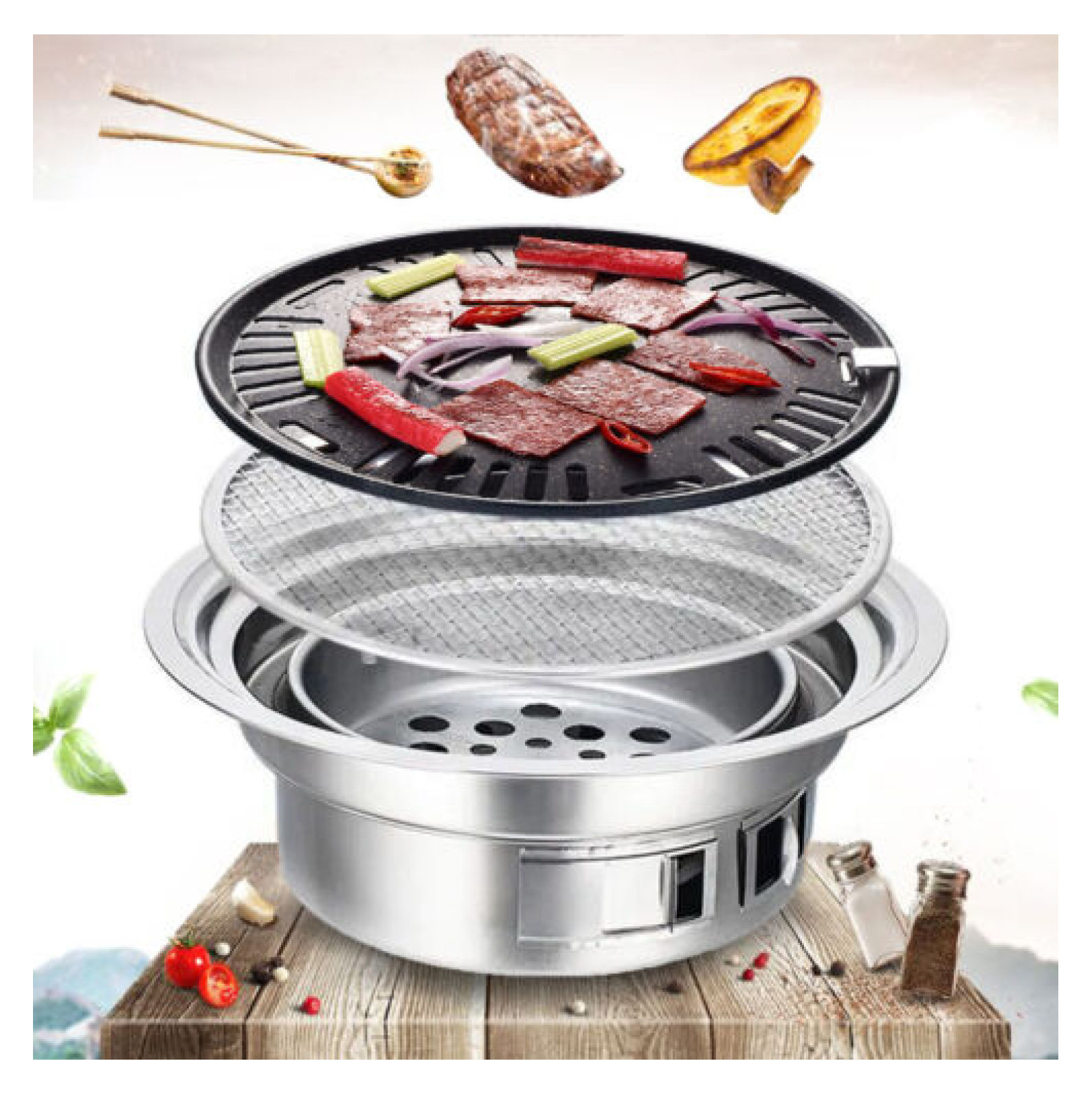Studyli Japanese Korean Portable Grill Oven Garden BBQ Stainless Outdoor Camping