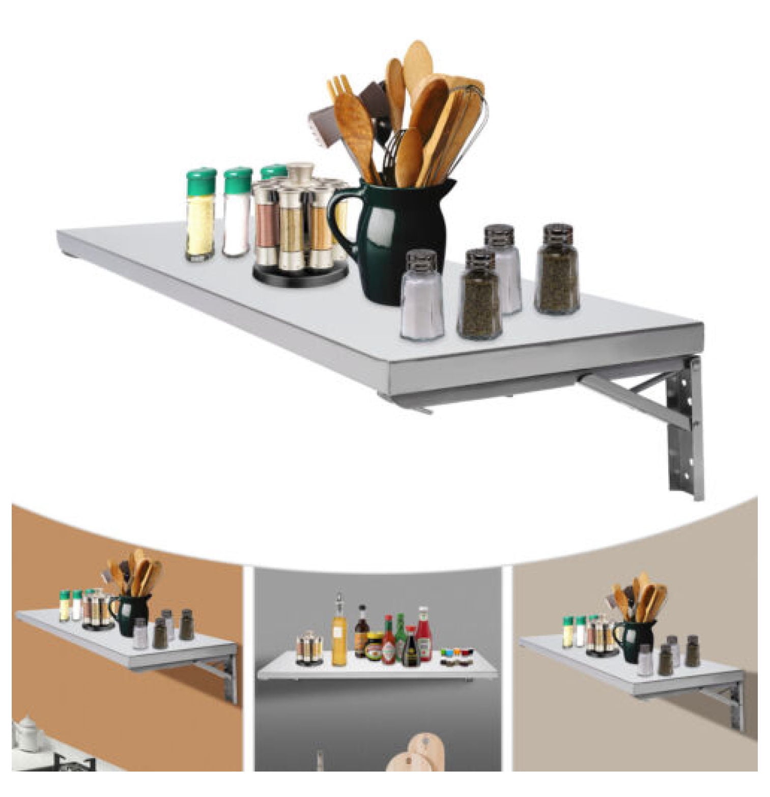 ‎StudyliWall Mounted Folding Table Shelving Collapsible Workbench ...