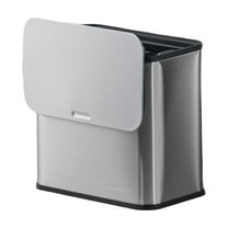 Studyset 1.3 Gal Hanging Trash Can with Lid, Stainless Steel Kitchen Compost Bin with Inner Bucket and Charcoal Filter for Countertop or Under Sink, Wall Mounted Waste Bin for Cupboard/Bathroom