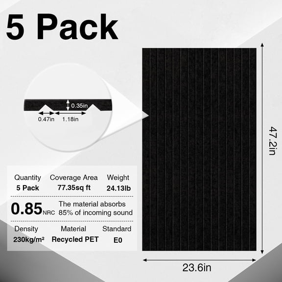 Studyset 10 PCS Acoustic Wall Panels, 47.2” x 23.6” Professional Acoustic Wall Panels, Recycled PET Sound Proof Panels Removable for Studios, Office, Home Theater Ceiling or Wall