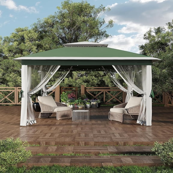 Studyset 11x11 Outdoor Gazebo for Patio,Gazebowith 4 Sidewalls Metal Frame, Waterproof & UV-Resistant Patio Folding Canopy with Mosquito for Patio, Garden, Backyard, Party, Camping