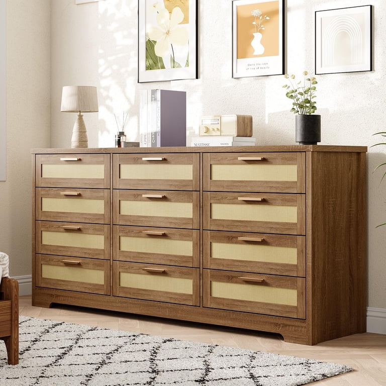 Studyset 12 Drawer Dresser for Bedroom,Modern Farmhouse Rattan Chest of Drawers with Handles,Wide Closet Dressers Organizer,Wood Dresser for Closet, ... Studyset 12 Drawer Dresser for Bedroom,Modern Farmhouse Rattan Chest of Drawers with Handles,Wide Closet Dressers Organizer,Wood Dresser for Closet, ...