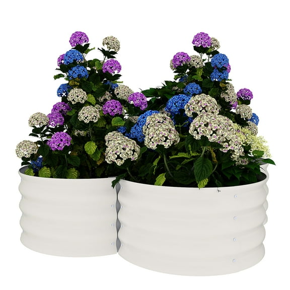 Studyset 2-Pack Petal-Shaped Galvanized Raised Garden Bed with Open Base – Ground-Connected Planter,Rust-Resistant Design&Deep 12”for Deep Root Growth in Herbs,Veggies & Flowers,Easy Assembly