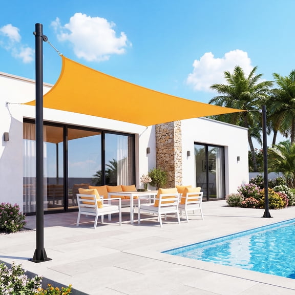 Studyset 2 Packs Shade Sail Poles, 10 ft Heavy Duty Sun Shade Poles with d-Clamps, Rust-Resistant Metal Outdoor Support Post Kit for Ground Soil Backyard, Patios, Courtyards