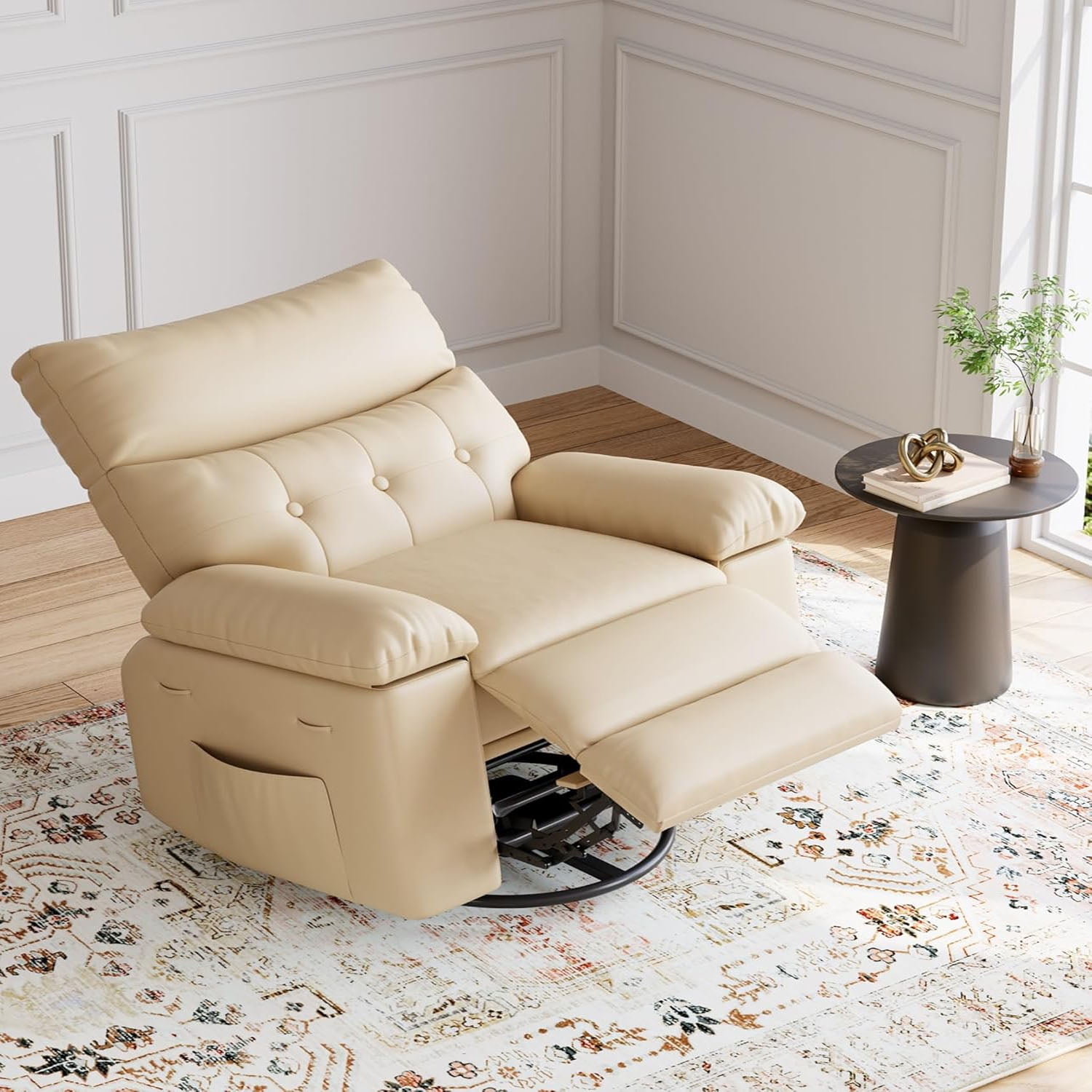 Studyset 27'' Oversized Rocker Recliner Chair, Lazy Boy Recliner Chair with  1.5X Sponge Filling, PU Leather Swivel Recliner with Side Pockets and Cup  Holders, for Living Room, Bedroom, Nursery - Walmart.com, image size:1500x1500