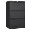 thumbnail image 1 of Studyset 3 Drawer Lateral File Cabinet with Lock, Black Metal Filing Cabinet, Steel Drawer File Cabinets Under Desk Horizontal Locked Wide Drawer File Cabinets for Office Home, Fit A4/F4/Letter/Legal, 1 of 6