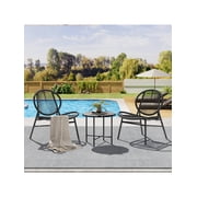 Studyset 3 Piece Patio Bistro Set,Outdoor Seating Acapulco Chairs,All Weather Modern Patio Chairs Set Of 2 With Side Table,Small Patio Conversation Bistro Set Outdoor Acapulco Patio Set