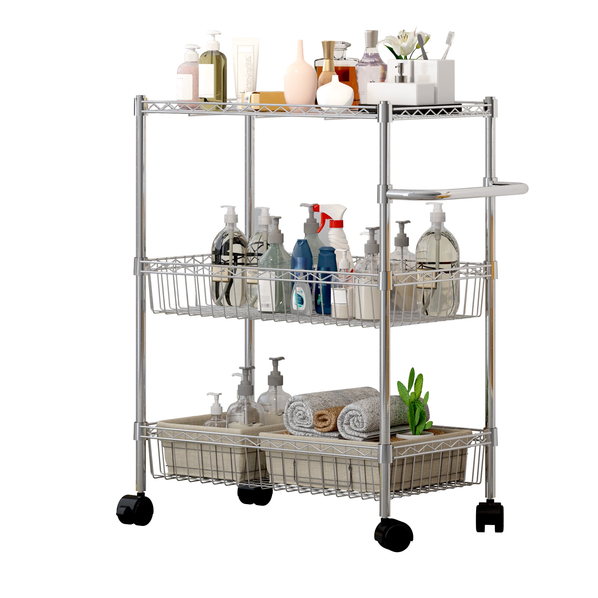 Ffe Carts Studyset 3 Tie Rolling Utility Kitchen Cart On Wheels, Grade Utility ...