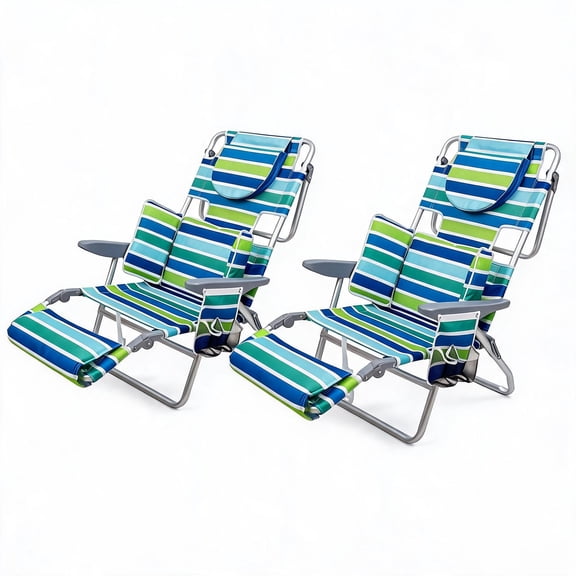 Studyset 3-in-1 Backpack Beach Chair for Adults, Outdoor Camping Chair Lay Flat Folding Backpack Beach Reclining Chair, 5 Reclining Positions, Storage Pocket, Cup Holder & Towel Bar