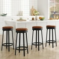 thumbnail image 1 of Studyset 30'' Swivel Bar Stools Set of 2 with Footrest,Modern Counter Height Barstools with PU Leather Upholstered and Metal Frame,Backless Round Bar Stools Kitchen Barstools for Kitchen Island, 1 of 7