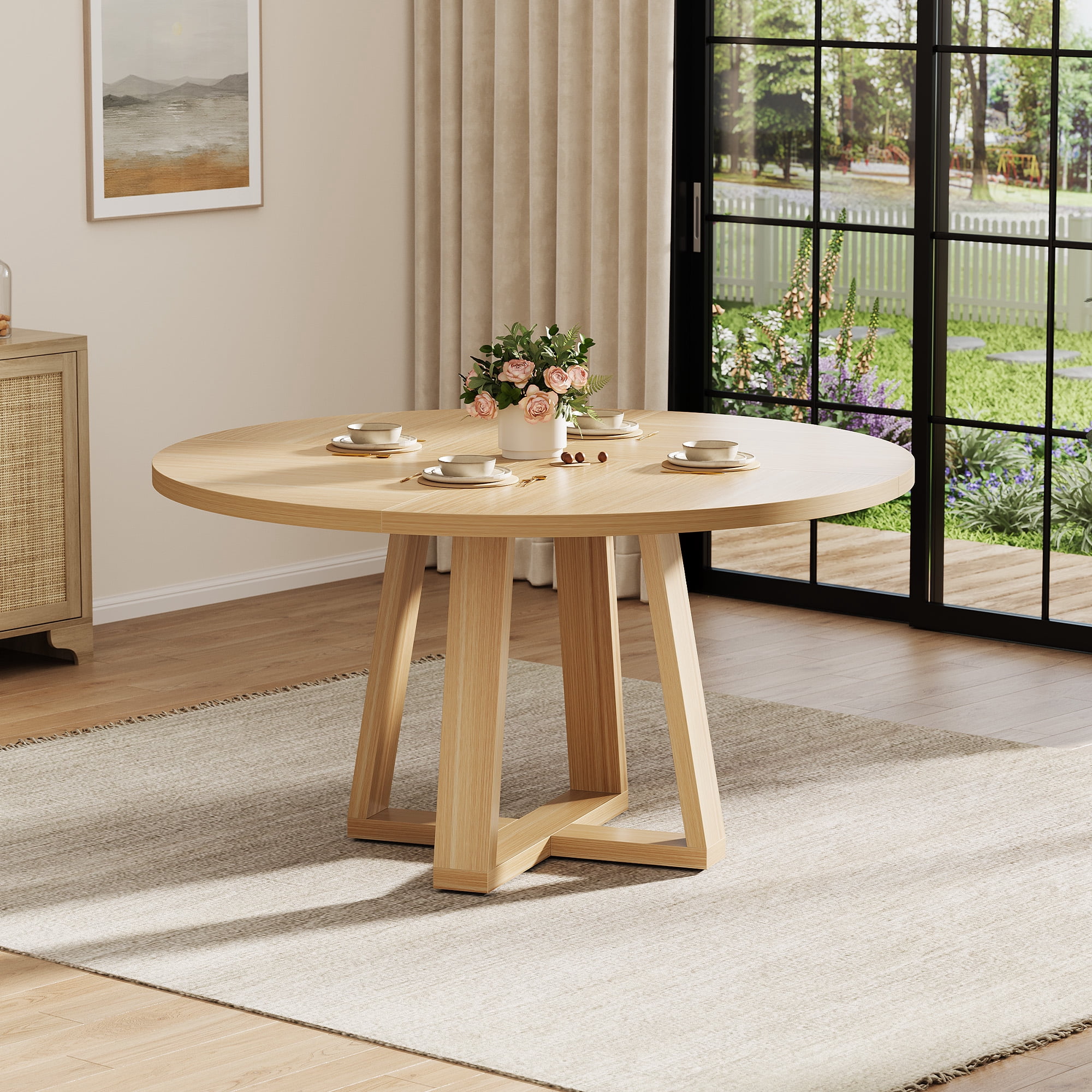 Studyset 47 Inch Round Dining Table for 4-6 People, Round Kitchen Table ...