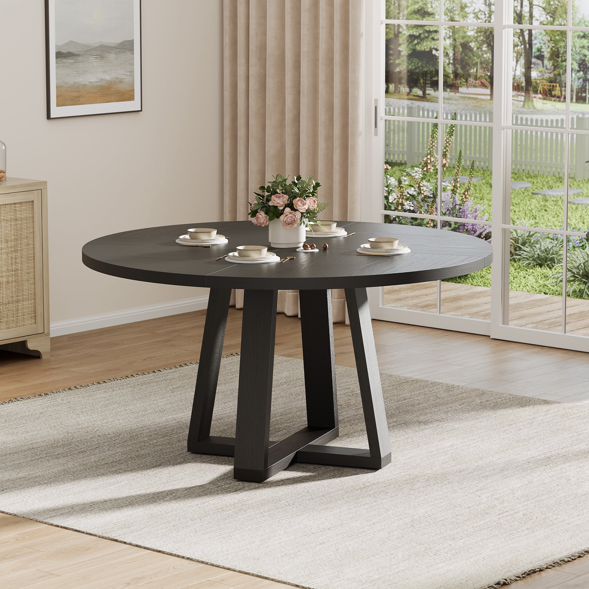 Studyset 47 Inch Round Dining Table for 4-6 People, Round Kitchen Table ...