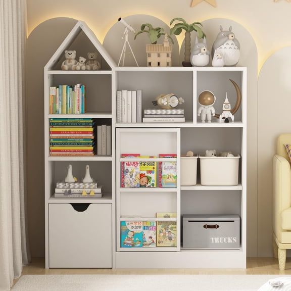 Studyset 47'' Kids Toy Storage Organizer & Bookshelf,Floor Storage Cabinet Toy Chest with Movable Drawers,Bookshelf with Storage Cubbies Toy Box,Multifunctional Storage Chest for Playroom,Bedroom