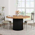 thumbnail image 1 of Studyset 47" Round Dining Table for 4-6 People, Dining Room Table with Sturdy Waveform Metal Pedestal Base, Farmhouse Circle Kitchen Table for Dining Roo, 1 of 5