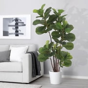 Studyset 4FT Fiddle Leaf Fig Tree,Faux Trees with 72 Artificial Fiddle Leaves,Large Fake Floor Plant with Black Pot for Home Office Living Room Decor,Artificial Plants Indoor,Ideal Housewarming Gift