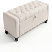 Studyset 50.8" Ottoman With Storage, End of Bed Storage Bench with Safety Slow-Close Hinge, Tufted Upholstered Bench, 670 Lbs Weight Capacity 30 Gallons