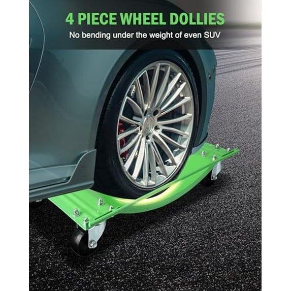Studyset 5000lbs Car Wheel Dolly Set of 2, Vehicle Rollers Dolly for Moving Car with Heavy Duty 3.5 Inch Steel Wheels, 23.8in x 14.4in Car Wheel Dolly Set of 2, 5000lbs Capacity Vehicle Tire Moving Do