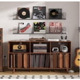 thumbnail image 1 of Studyset 55" Large Record Player Stand | Mid-Century Modern Wood Media Console with Charging Station | Vinyl Record Storage Cabinet with 2 USB Ports, Open Shelves & Turntable Holder, 1 of 5
