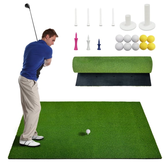 Studyset 5x4FT/5*5FT Golf Hitting Mat, Golf Swing Mat Pratice, 31 mm Golf Mats for Practice Heavy Duty Turf Driving Range Mats Works with Golf Simulators Outdoor Indoor