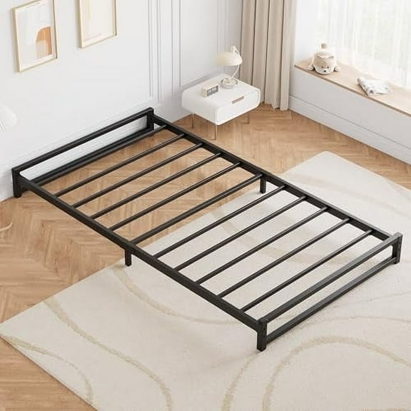 Studyset 6 Inch Twin Size Metal Platform Bed Frame with Steel Slat Support, Mattress Foundation and No Box Spring Needed, Easy Assembly, Black