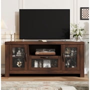 Studyset 65-Inch TV Stand | Farmhouse Entertainment Center with Acrylic Door Storage Cabinet & Adjustable Shelves | Sturdy Console Table for Living Room & Bedroom