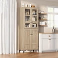 thumbnail image 1 of Studyset 71" Tall Kitchen Pantry Cabinet with Glass Doors,5-Tier Storage Solution Freestanding Food Storage Cabinet with 4 Doors 5 Tier Adjustable Shelves for Kitchen, Dining Room, Bathroom, 1 of 8