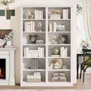 Studyset 74.5" Tall Bookshelf with Double Storage,6-Tier Wide Bookshelves w/ 12 Cubbies,Extra Large Bookshelf,Freestanding Display Storage Shelves,Wide Bookcases for Livingroom Office Library