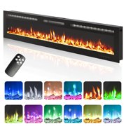 Studyset 90 Inch Wall Mounted Electric Fireplace, Touch Screen Heater Recessed Fireplace Insert with Remote, Adjustable Flame Color & Brightness, Timer, Low Noise, 750/1500W Electric Fire Place