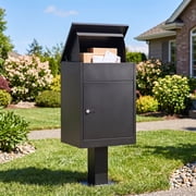 Studyset Anti-Theft Lockable Package Delivery Box for Outside, Weatherproof Galvanized Steel Parcel Drop Box, Secure Porch Package Drop Mailbox, Large Capacity Home Delivery Locker