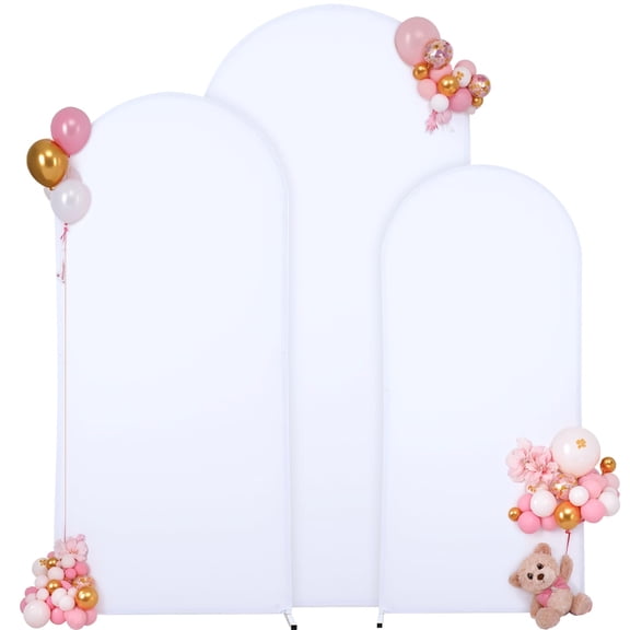 Studyset Arch Backdrop Cover Set of 3, Polyester+Spandex Bottom Zipper Design Arch Backdrop Stand Decor for Wedding Birthday Party Ceremony Banquet 6Ft/6.6Ft/7.2Ft